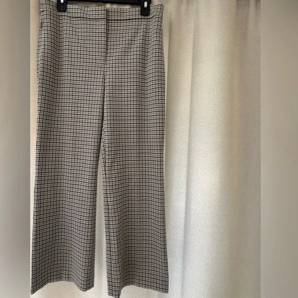Theory Houndstooth Dress Pants Size 8 Black White Straight Leg Work - Picture 4 of 8